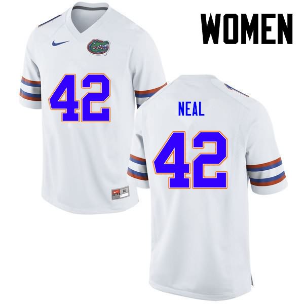 NCAA Florida Gators Keanu Neal Women's #42 Nike White Stitched Authentic College Football Jersey GHM4164PO